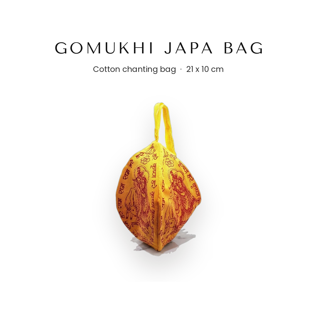 Gomukhi japa mala bag in yellow cotton, 21 x 10 cm chanting bag - Divine Sansar