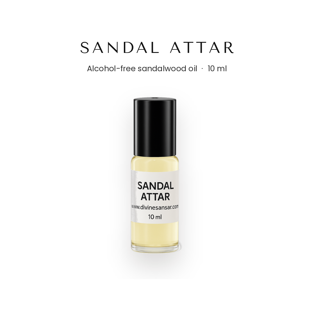 Sandal attar 10 ml alcohol-free sandalwood pooja perfume oil - Divine Sansar