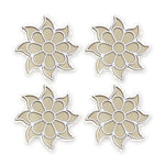 White Surya Flower MDF rangoli board 4 inch set of 4 - Divine Sansar