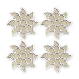White Surya Flower MDF rangoli board 4 inch set of 4 - Divine Sansar