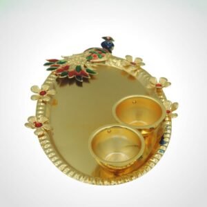 Peacock Theme Oval Haldi Kumkum Holder